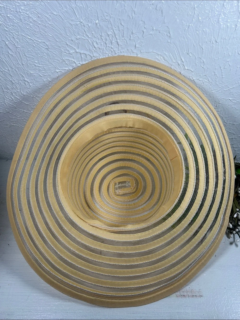 Wide Brim Sun Hat in Yellow and Beige - Lightweight Women's Summer Hat